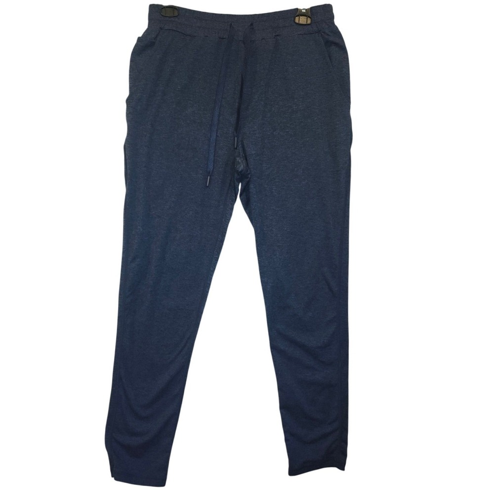 Quince Navy Blue Heathered Knit Jogger Pant Drawstring Elastic Waist Tapered Leg